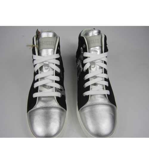 Deluxe handmade sneakers black and silver leather